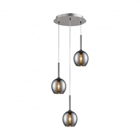 Lustre - Lustra crom rotunda MONIC cu 3 pendule sferice Ø 34 cm, metal/sticla, 003064-003552 - Zumaline