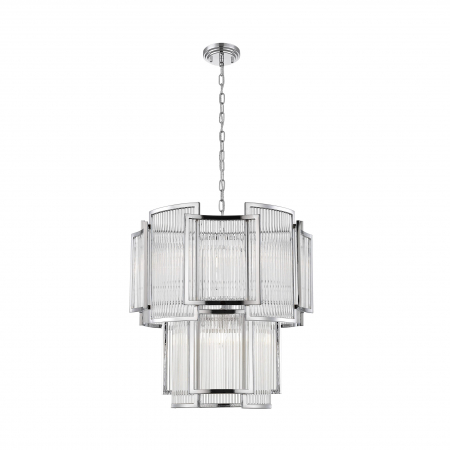 Lustre - Lustra cromata pe lant design clasic SERGIO 56 cm metal / sticla, 003064-016786 - Zumaline