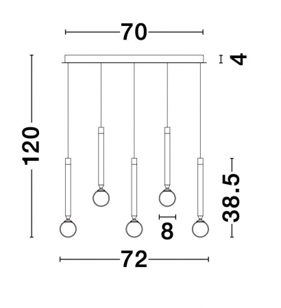 Lustra cu 10 pendule LED Binay 70 cm negru cu auriu, design modern, 9157910 - Novaluce [6]