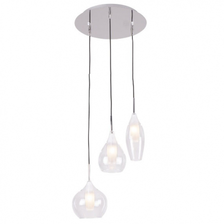 Lustre - Lustra cu 3 pendule din sticla transparenta Blanca Ø 40 cm, baza metal, inaltime reglabila, P0343 - Maxlight