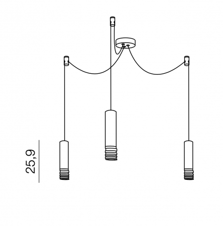 Lustra cu 3 pendule pe fir Lily, metal alb/negru/sampanie, design modern, AZ 3404 - Azzardo [6]