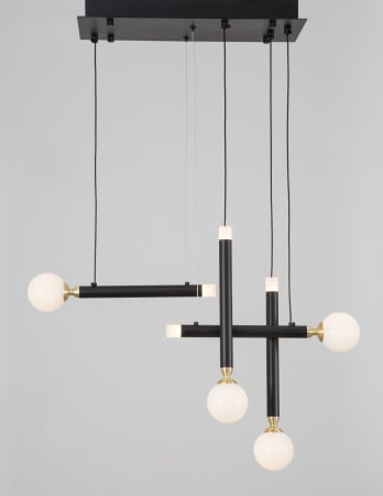Lustra cu 4 pendule LED Binay 51 cm negru cu auriu, design modern, 9157904 - Novaluce [2]