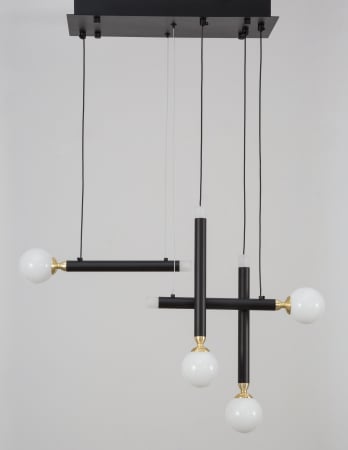 Lustra cu 4 pendule LED Binay 51 cm negru cu auriu, design modern, 9157904 - Novaluce [1]
