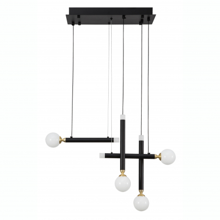 Promotii - Lustra cu 4 pendule LED Binay 51 cm negru cu auriu, design modern, 9157904 - Novaluce