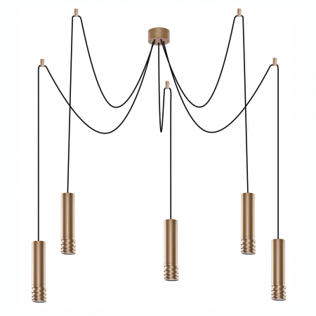 Lustra cu 5 pendule pe fir Lily, metal alb/negru/sampanie, design modern, AZ 3406 - Azzardo [4]
