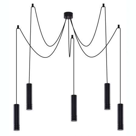 Lustra cu 5 pendule pe fir Lily, metal alb/negru/sampanie, design modern, AZ 3406 - Azzardo [2]