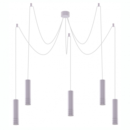 Lustre - Lustra cu 5 pendule pe fir Lily, metal alb/negru/sampanie, design modern, AZ 3406 - Azzardo