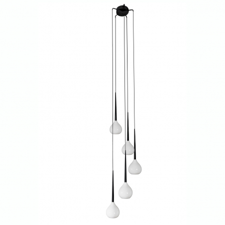 Lustra cu 5 pendule suspendate alba/neagra/rosie finisaj lucios Advey Ø 46x235 cm, design modern, suport metalic negru, AZ 1071 - Azzardo [0]