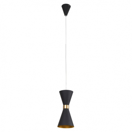 Produse - Lustra LED cu abajur negru/auriu tip clepsidra Runa Ø 12 cm din metal, inaltime reglabila, P0330 - Maxlight