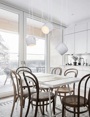Lustra cu cablu atarnat design industrial Hang, 3 becuri LED, alba/neagra, MD20502-A-200.WH.3 - King [2]