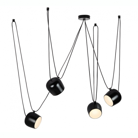 Lustra cu cablu atarnat design industrial Hang, 4 becuri LED, alba/neagra, MD20502-A-200.WH.4 - King [8]