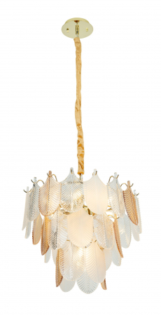 Lustra cu frunze din sticla transparenta/alba/sampanie Kazma Ø 50 cm, inaltime reglabila, P0417 - Maxlight [1]