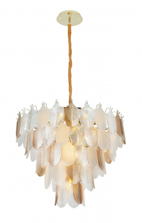 Lustra cu frunze din sticla transparenta/alba/sampanie Kazma Ø 80 cm, inaltime reglabila, P0418 - Maxlight [1]