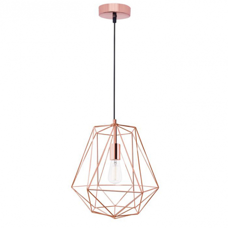 Lustra cupru/neagra tip pendul Ivana abajur geometric din tije metalice, Ø 20/35 cm, 672802 - Novaluce [0]