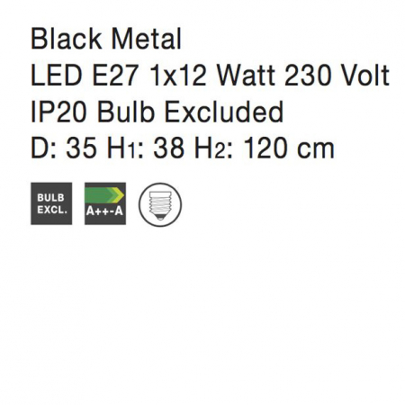 Lustra cupru/neagra tip pendul Ivana abajur geometric din tije metalice, Ø 20/35 cm, 672802 - Novaluce [4]
