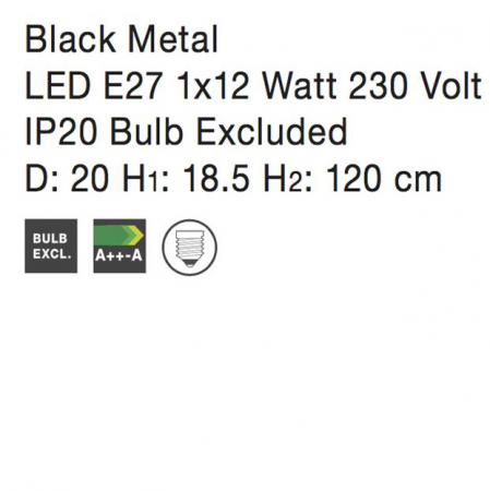 Lustra cupru/neagra tip pendul Ivana abajur geometric din tije metalice, Ø 20/35 cm, 672802 - Novaluce [8]
