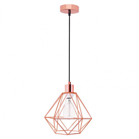 Lustra cupru/neagra tip pendul Ivana abajur geometric din tije metalice, Ø 20/35 cm, 672802 - Novaluce [9]