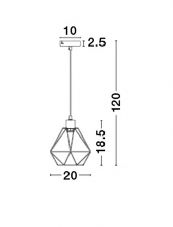 Lustra cupru/neagra tip pendul Ivana abajur geometric din tije metalice, Ø 20/35 cm, 672802 - Novaluce [7]