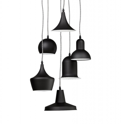 Lustre - Lustra de design neagra PENGAN in stil industrial 6 corpuri 50x50x175 cm cu abajur din metal, HL00430BL - Kokoon