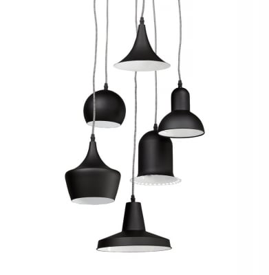Lustra de design neagra PENGAN in stil industrial 6 corpuri 50x50x175 cm cu abajur din metal, HL00430BL - Kokoon [1]