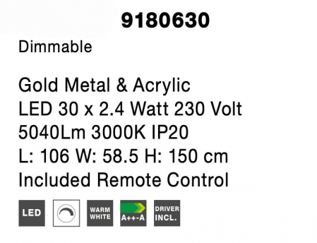 Lustra de lux aurie dimabila din metal Molecule 30 becuri, iluminare LED, 9180630 - Novaluce [6]