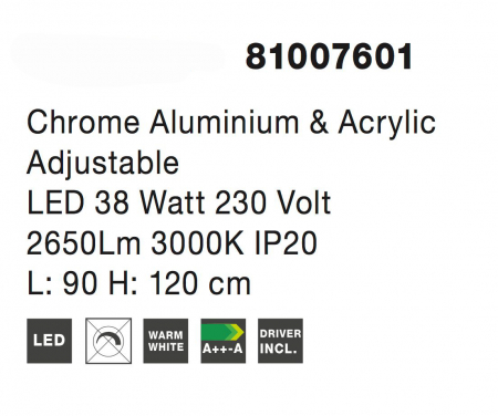 Lustra de lux crom cu cristale Gisselle 90 cm, iluminare LED 3 piese, 81007601 - Novaluce [5]