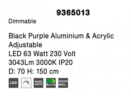 Lustra de lux dimabila glob cercuri LED Niraj Ø50/70 cm, negru purpuriu, 9365012 - Novaluce [14]