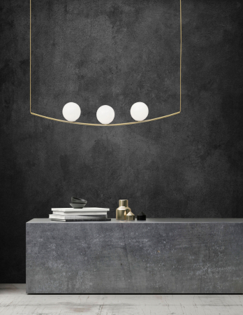 Lustra de lux Evan 180 cm, bara aurie suspendata cu 3 globuri sticla, design modern, 8279602 - Novaluce [1]