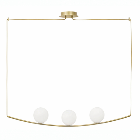 Lichidare stoc - Lustra de lux Evan 180 cm, bara aurie suspendata cu 3 globuri sticla, design modern, 8279602 - Novaluce