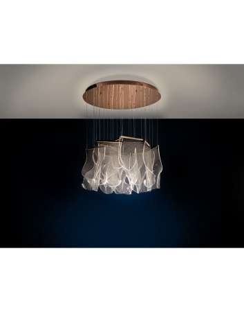 Lustra de lux LED Blaise Ø70 cm rose auriu cu pendule transparente, 608428 - Schuller [1]
