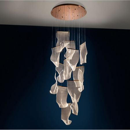 Lustre - Lustra de lux LED Blaise Ø70 cm rose auriu cu pendule transparente, 608428 - Schuller