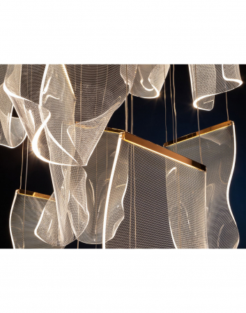 Lustra de lux LED Blaise Ø70 cm rose auriu cu pendule transparente, 608428 - Schuller [2]