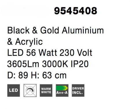 Lustra de lux moderna Tekla auriu cu negru, iluminare LED 56W, 9545408 - Novaluce [5]
