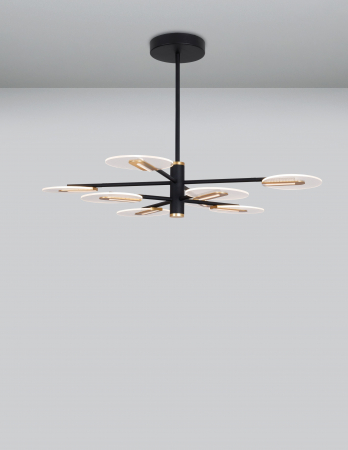 Lustra de lux moderna Tekla auriu cu negru, iluminare LED 56W, 9545408 - Novaluce [1]