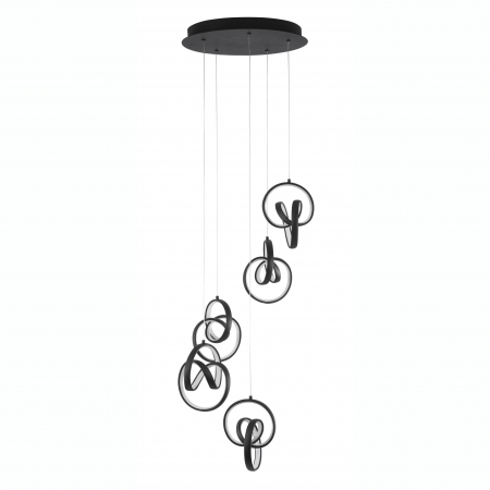 Promotii - Lustra de lux neagra cu 5 pendule rasucite LED suspendate Damja 40x120 cm, lumina dimabila, 9104351 - Novaluce