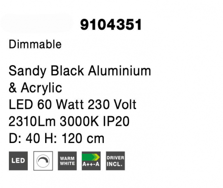 Lustra de lux neagra cu 5 pendule rasucite LED suspendate Damja 40x120 cm, lumina dimabila, 9104351 - Novaluce [7]
