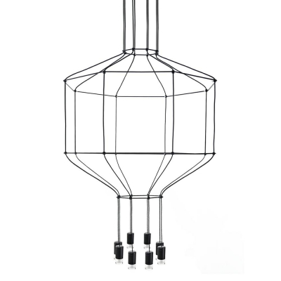 Lustre - Lustra design industrial Fenton din cabluri negre, hexagon, 80x220 cm, 91908 - King