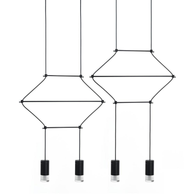 Lustre - Lustra design industrial Frame II cu 4 becuri LED, cabluri, JD0032-4P - King