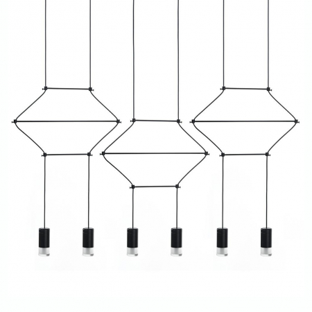 Lustre - Lustra design industrial Frame III cu 6 becuri LED, cabluri, JD0032-6P - King