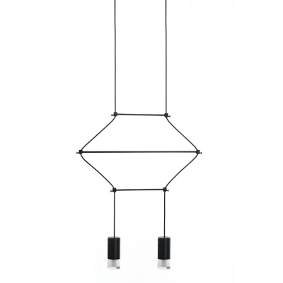 Lustre - Lustra design industrial Frame neagra, 2 becuri LED, 91905 - King