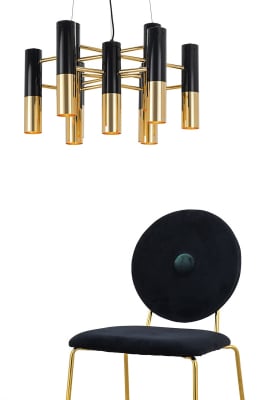Lustra design lux Bara 60x60 cm, negru lucios/metal auriu, DW-d0035-13P - King [9]