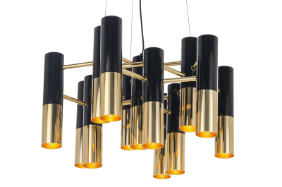 Lustra design lux Bara 60x60 cm, negru lucios/metal auriu, DW-d0035-13P - King [1]