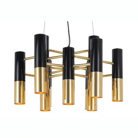 Lustre - Lustra design lux Bara 60x60 cm, negru lucios/metal auriu, DW-d0035-13P - King
