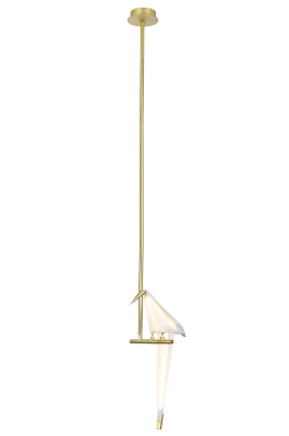 Lustra design minimalist Bird High in forma de pasare, suport auriu/abajur alb LED, MD8113-1 - King [2]