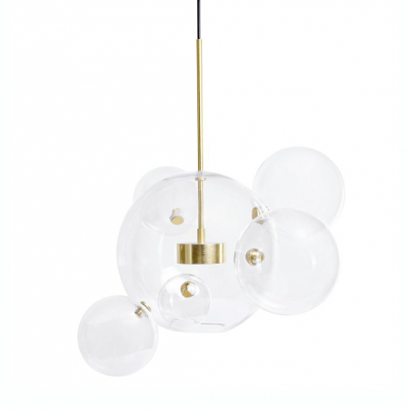 Lustre - Lustra aurie/argintie cu globuri sticla Bubble Premium 6, iluminare LED, design lux, XCP9148-1B - King