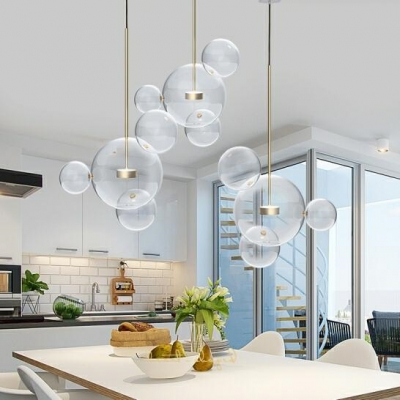 Lustra 3 brate globuri sticla Bubble Line 120 cm aurie/argintie/neagra, iluminare LED, design lux, XCP9148-3B - King [7]