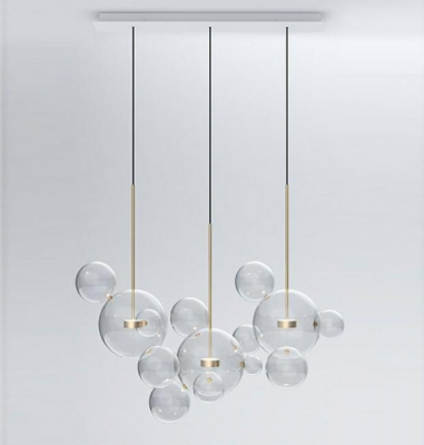 Lustra 3 brate globuri sticla Bubble Line 120 cm aurie/argintie/neagra, iluminare LED, design lux, XCP9148-3B - King [6]