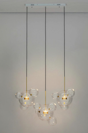 Lustra 3 brate globuri sticla Bubble Line 120 cm aurie/argintie/neagra, iluminare LED, design lux, XCP9148-3B - King [4]