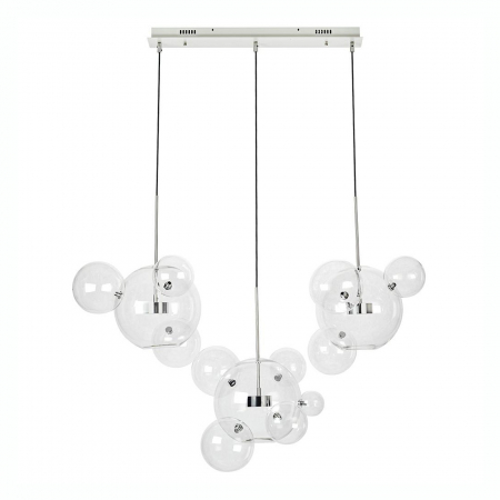 Lustra 3 brate globuri sticla Bubble Line 120 cm aurie/argintie/neagra, iluminare LED, design lux, XCP9148-3B - King [10]