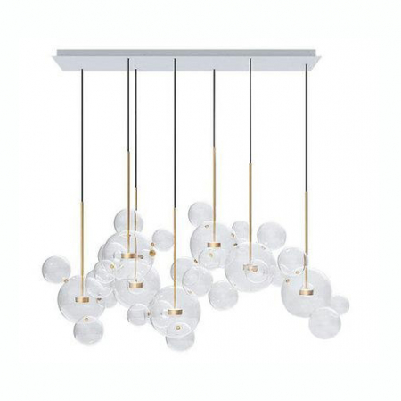 Lustre - Lustra design modern extravagant Bubble Line aurie, 7 brate, iluminare LED, XCP9148-7B - King